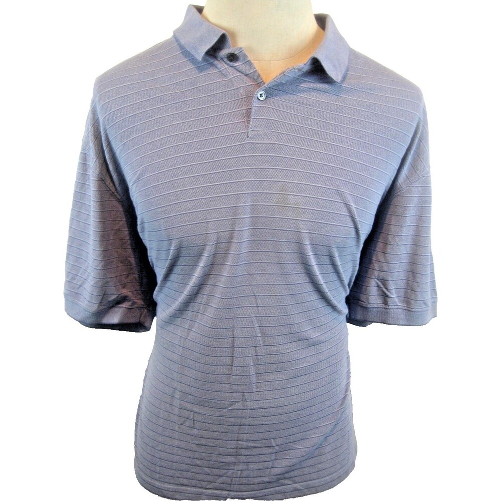 Mens Van Heusen Blue Stripe Cotton Blend SS Golf Polo Casual Shirt sz 2XL